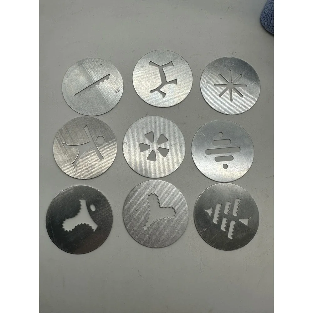 Vintage Aluminum Cookie Press Discs Replacement Set of 9 Spritz Shapes Tree Star